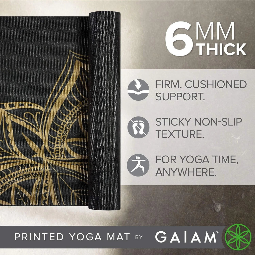 Yoga Mat - Premium 6mm Print Extra Thick Non Slip Exercise & Fitness Mat for All